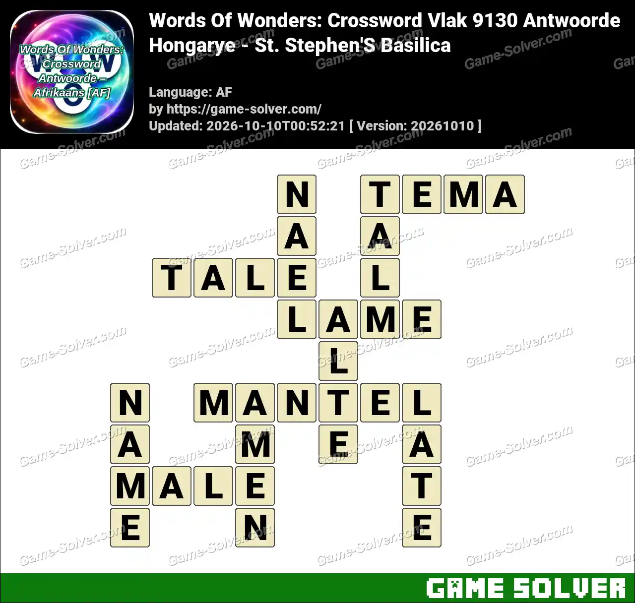 Words Of Wonders: Crossword Vlak 9130 Antwoorde – Hongarye – St. Stephen’S Basilica
